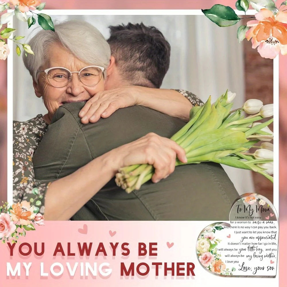 Mom Acrylic Heart Plaque