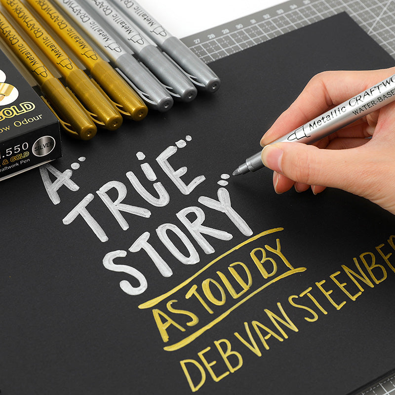 8PCS Metallic Brush Pens – Gold & Silver
