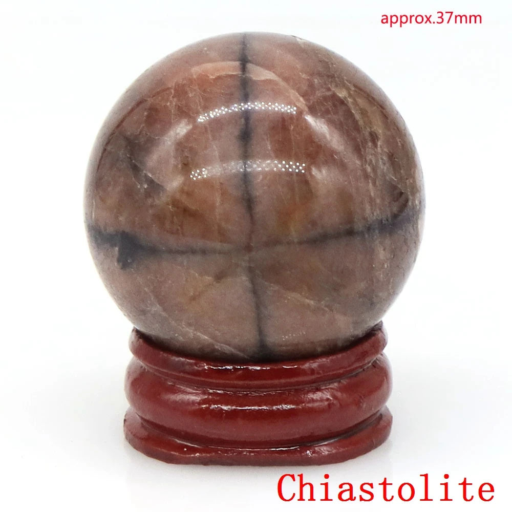 Natural Gemstone Crystal Ball with Stand