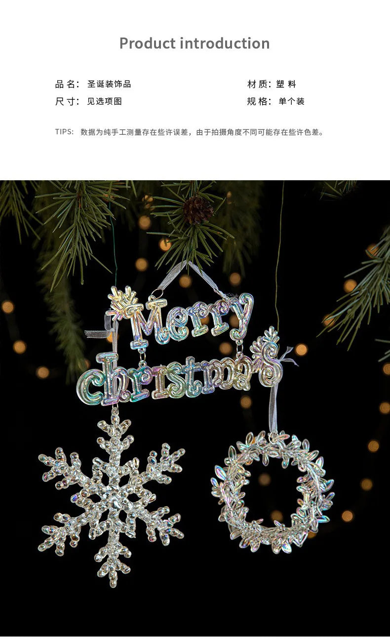Acrylic Snowflake & Reindeer Christmas Pendant