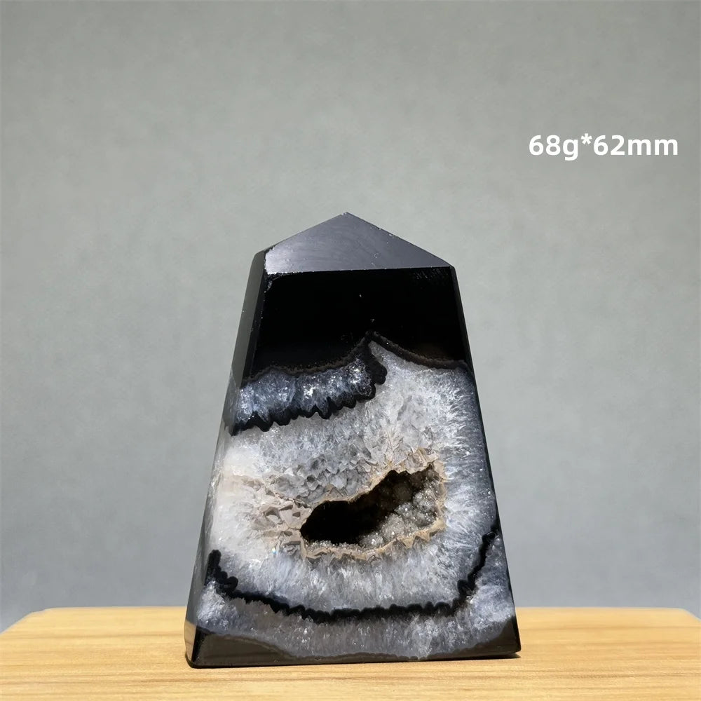 Black Agate Geode Obelisk Crystal