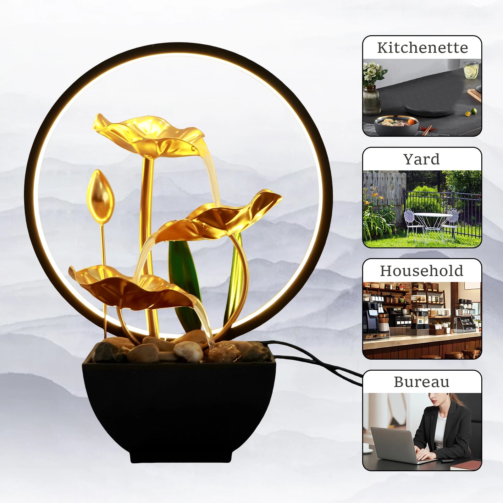 LED Tabletop Flowing Water Fountain