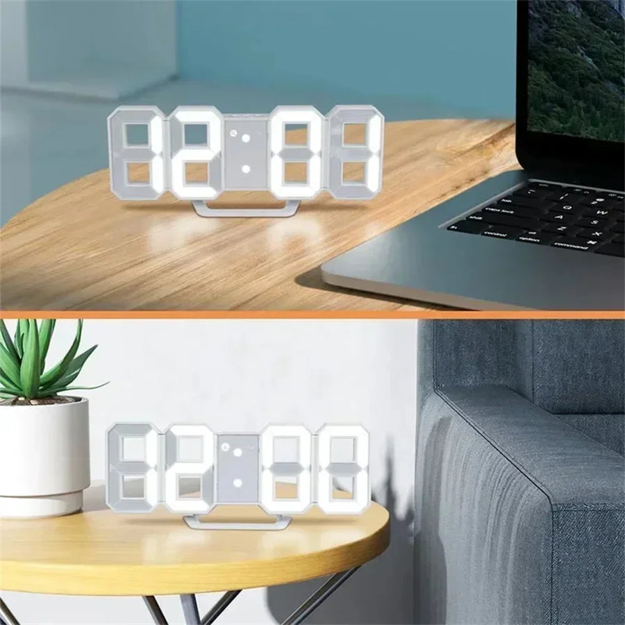 3D LED Digital Wall Clock – Glow Night