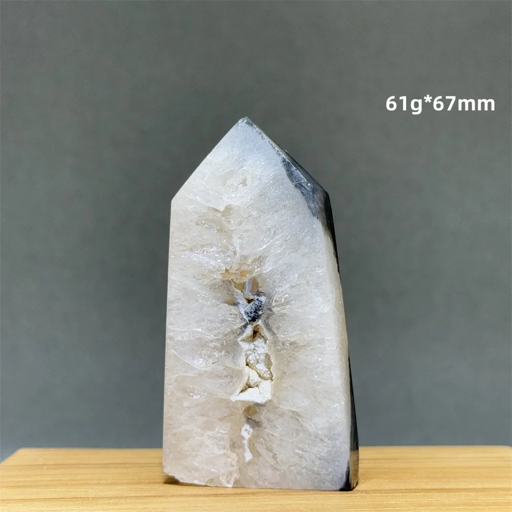 Black Agate Geode Obelisk Crystal