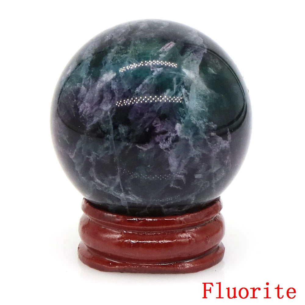 Natural Gemstone Crystal Ball with Stand
