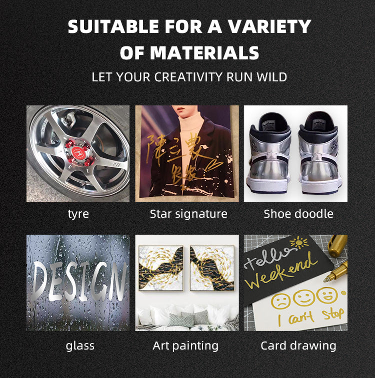 8PCS Metallic Brush Pens – Gold & Silver