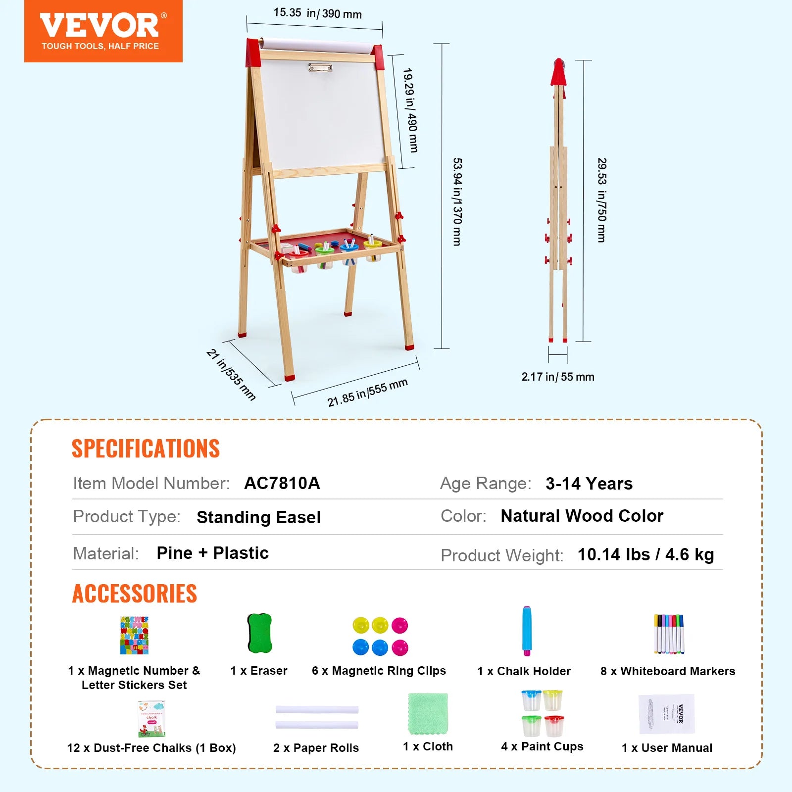 Children’s Magnetic Drawing Board & Easel:
