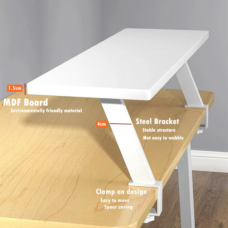 Floating Clamp-On Monitor Riser Shelf
