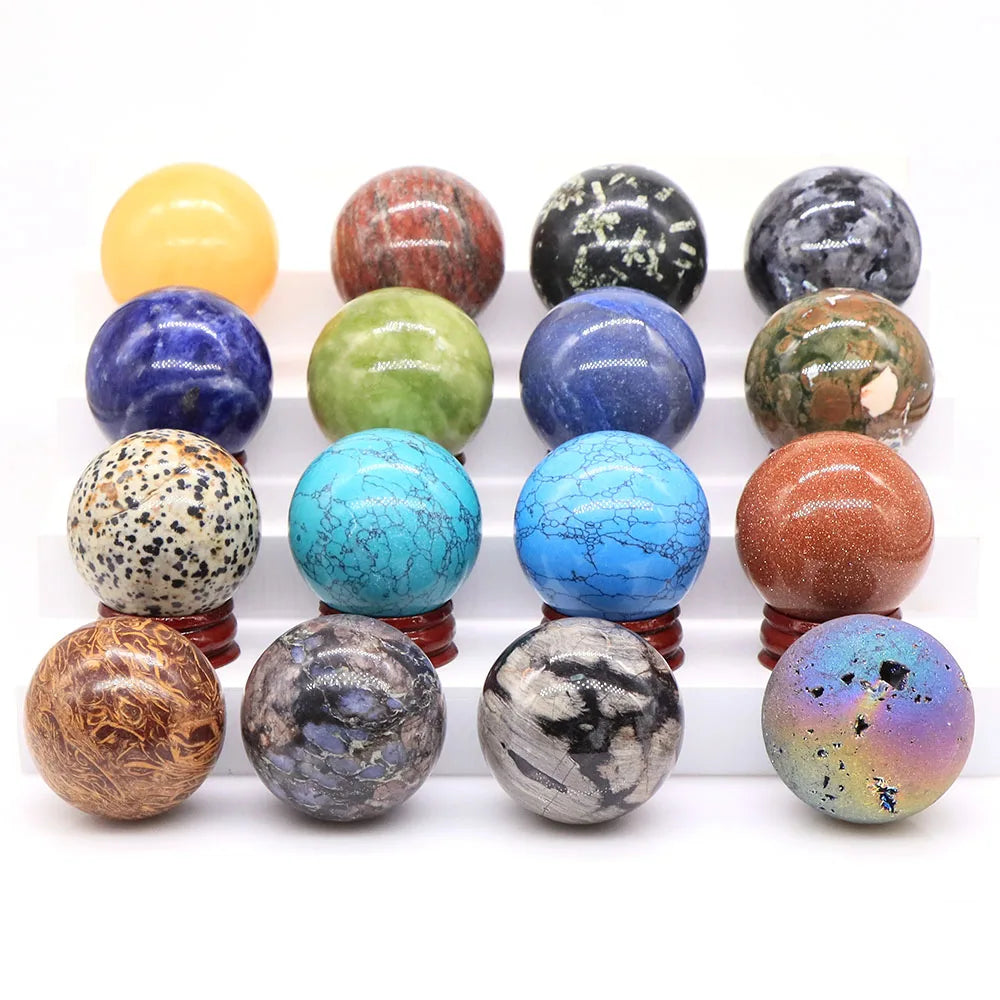 Natural Gemstone Crystal Ball with Stand