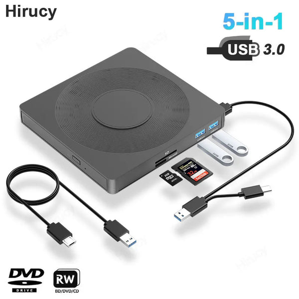 USB 3.0 Type-C External CD/DVD Drive with Card Reader