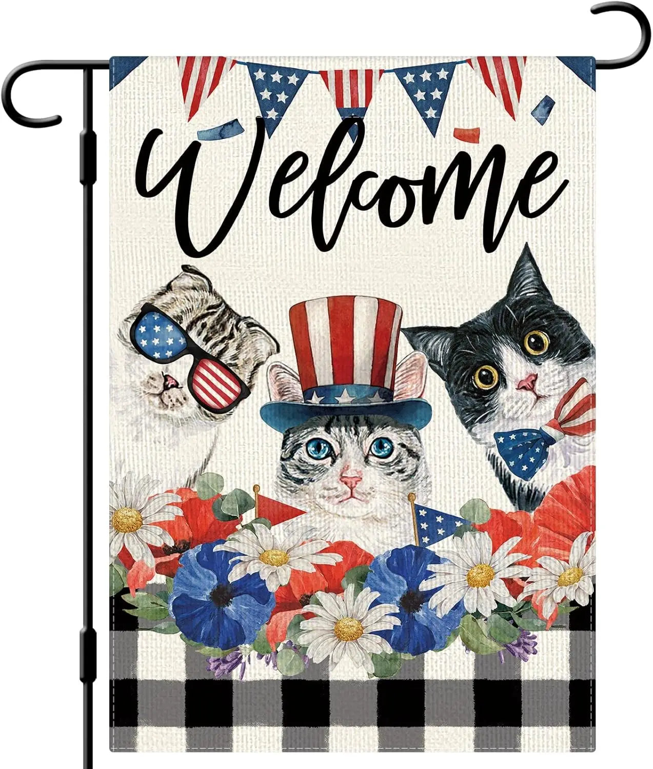 Patriotic Cat Garden Flag (12x18")
