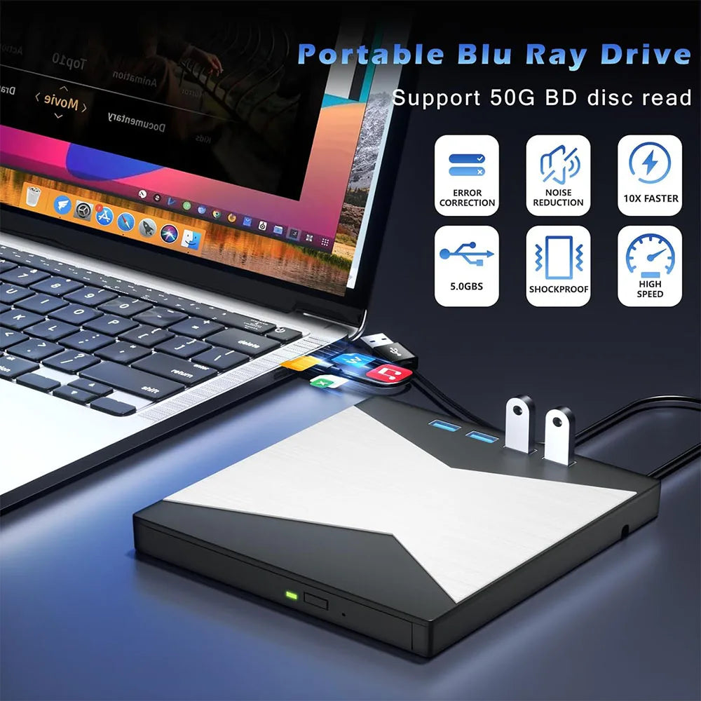 External 4K Blu-ray Drive USB 3.0 with SD/TF Ports