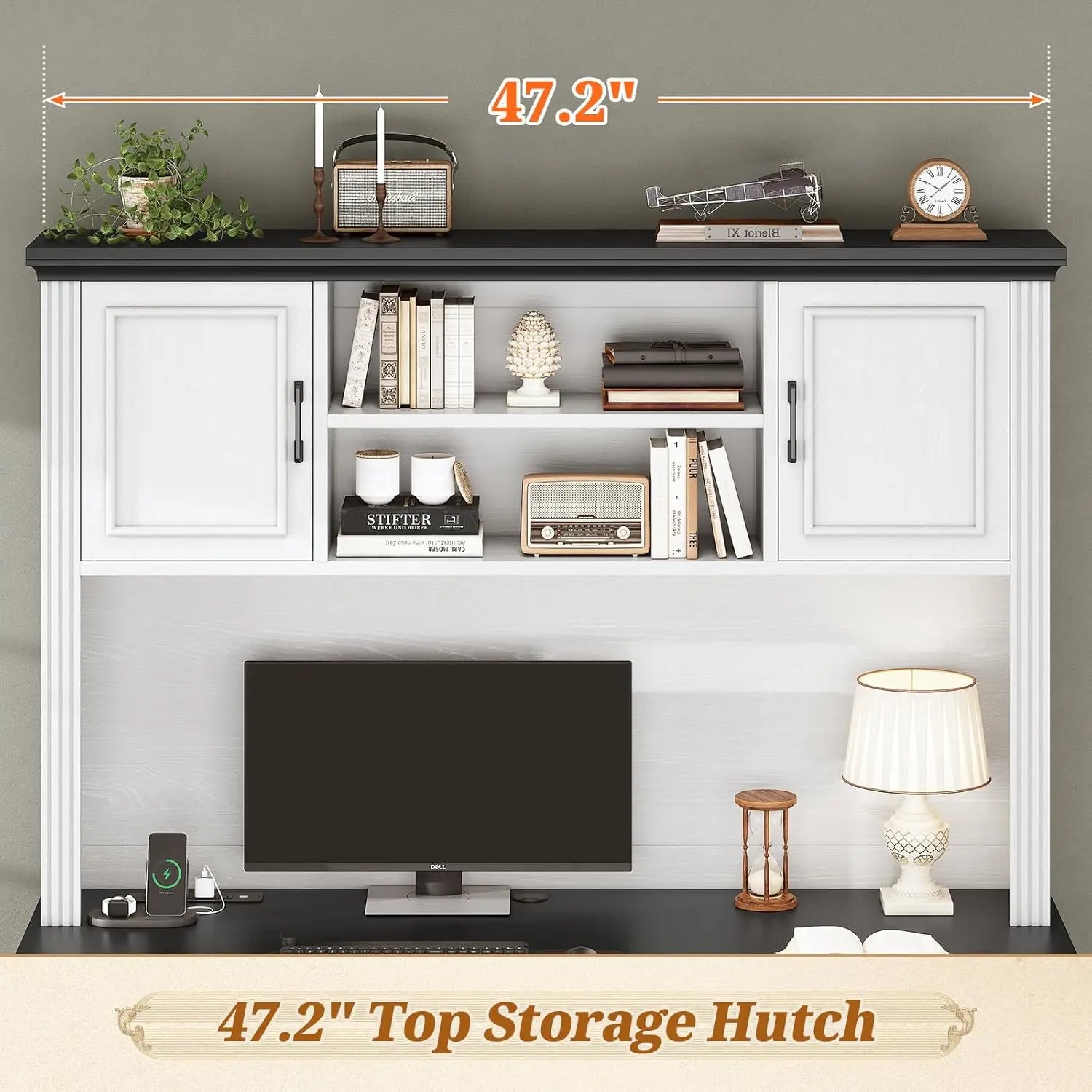 Farmhouse Computer Desk with Hutch