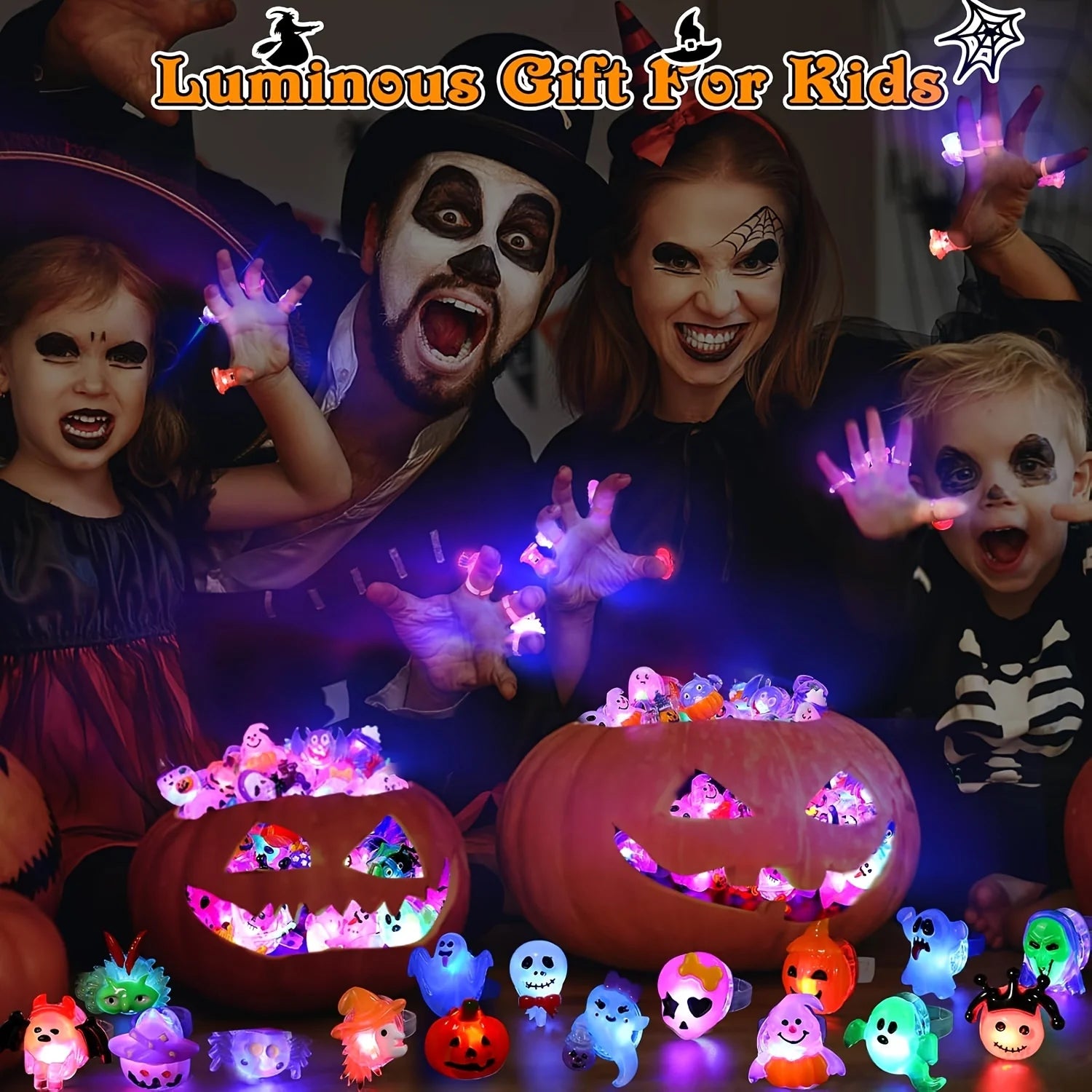 50pcs Glow-in-the-Dark Halloween Rings