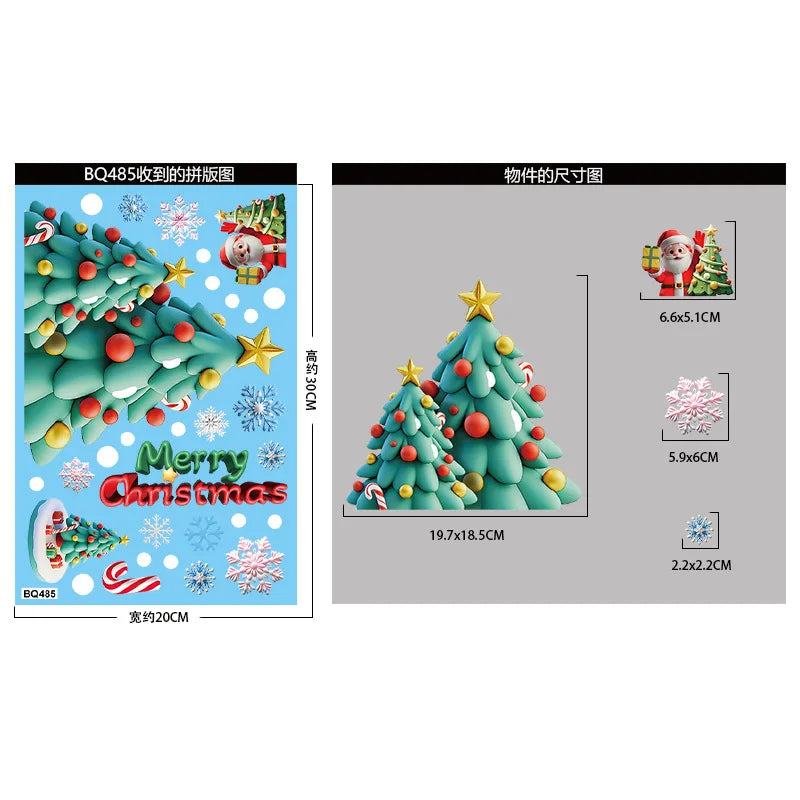 Christmas Snowflake & Santa Window Clings