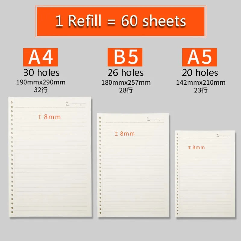 Refillable A4/B5/A5 Binder Notebook