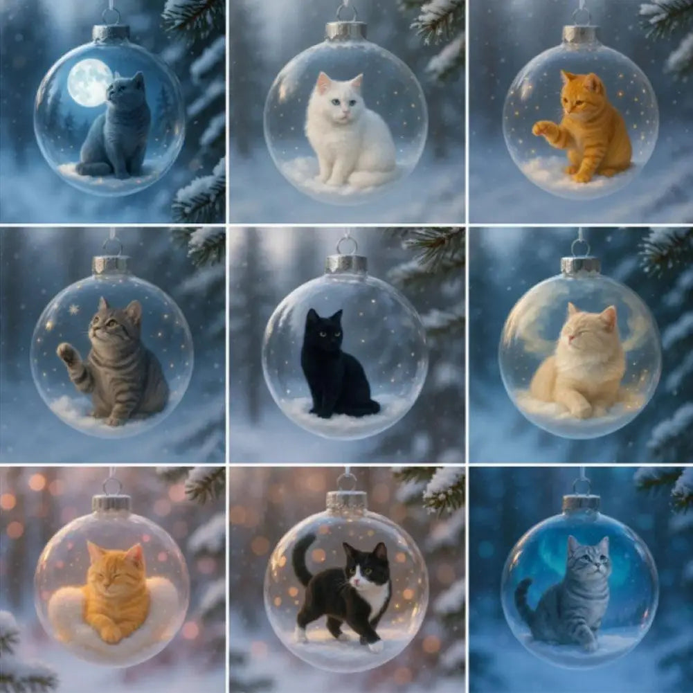 Cat Acrylic Christmas Ball Ornament