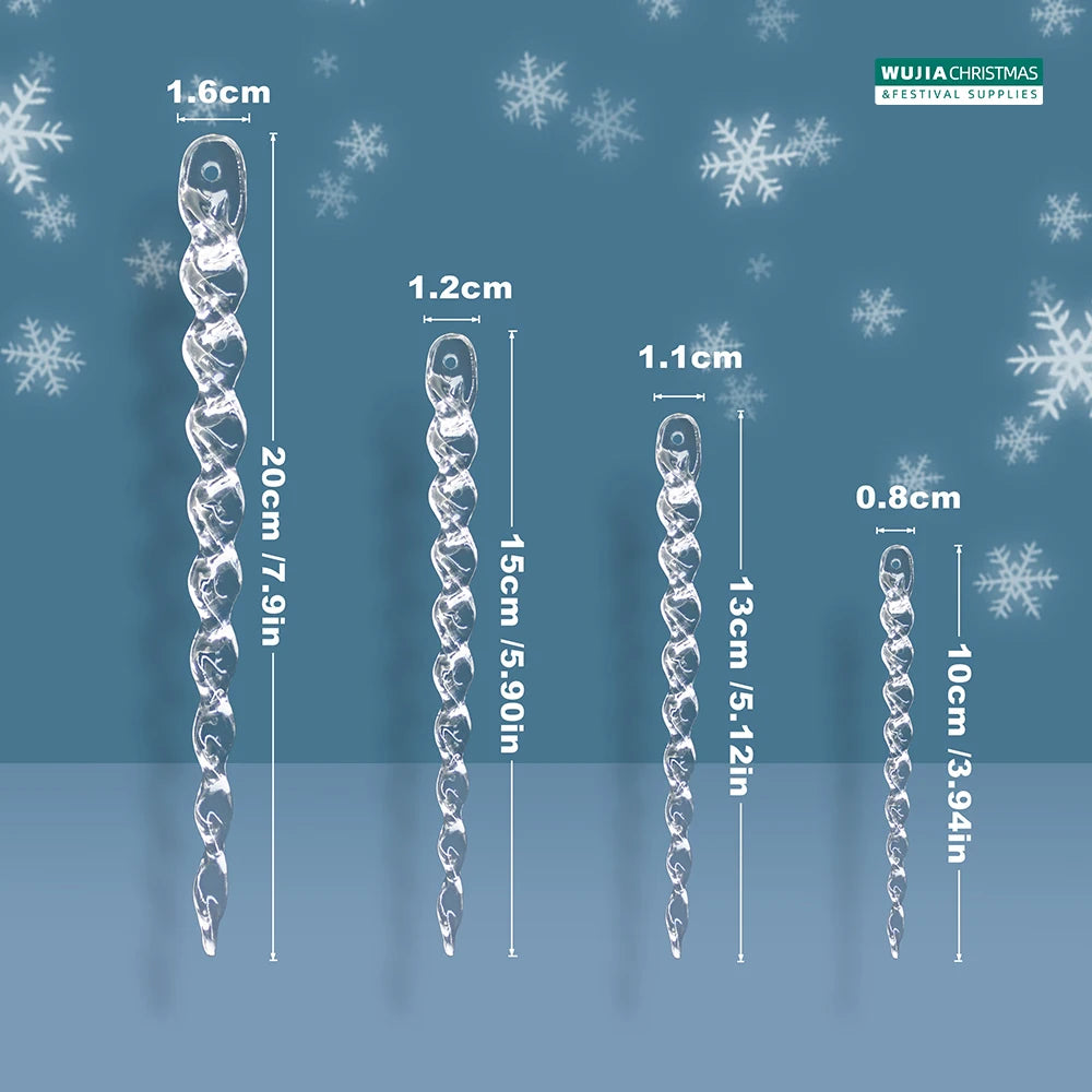 Clear Hanging Icicle Ornaments Set