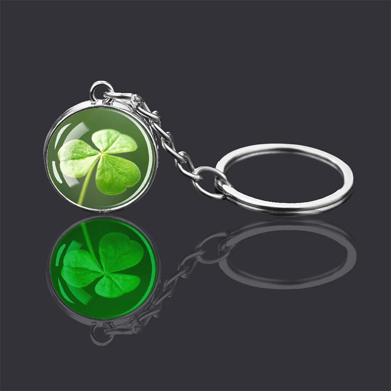 Glow-in-the-Dark Four-Leaf Clover Keychain