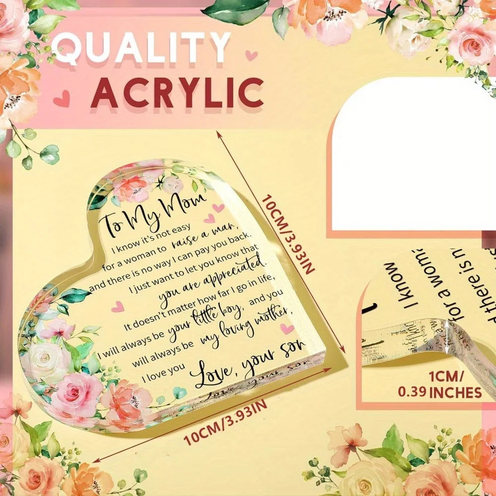 Mom Acrylic Heart Plaque