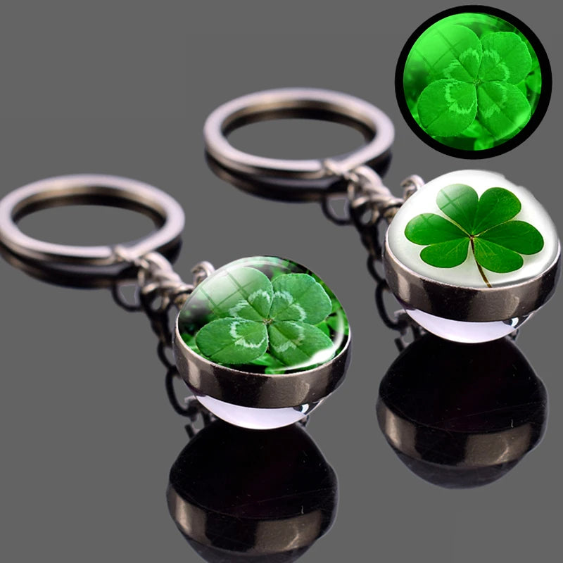 Glow-in-the-Dark Four-Leaf Clover Keychain