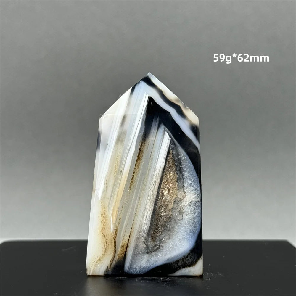 Black Agate Geode Obelisk Crystal