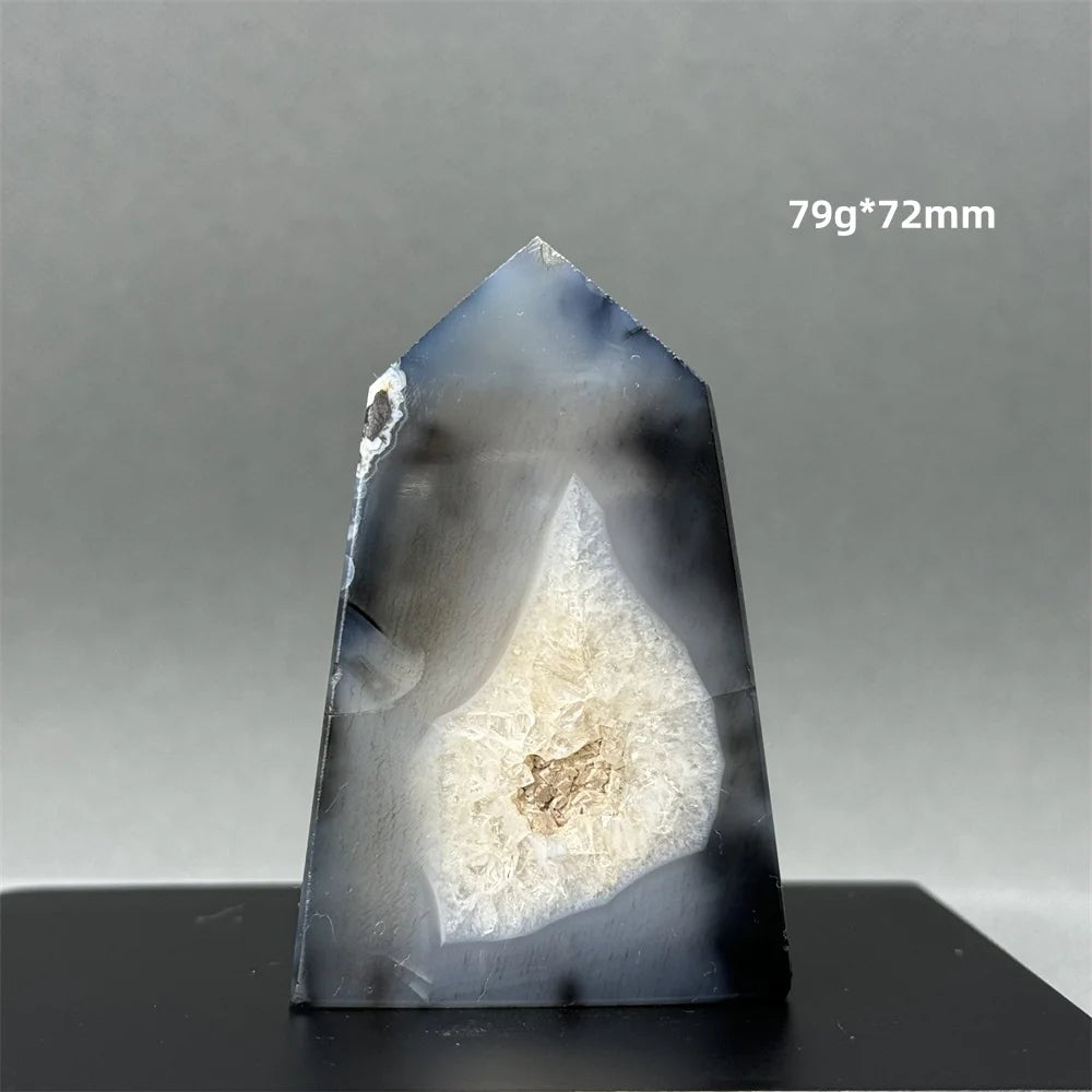 Black Agate Geode Obelisk Crystal