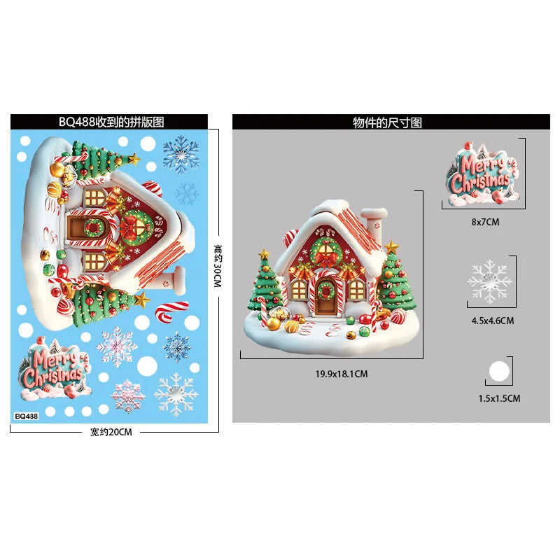 Christmas Snowflake & Santa Window Clings