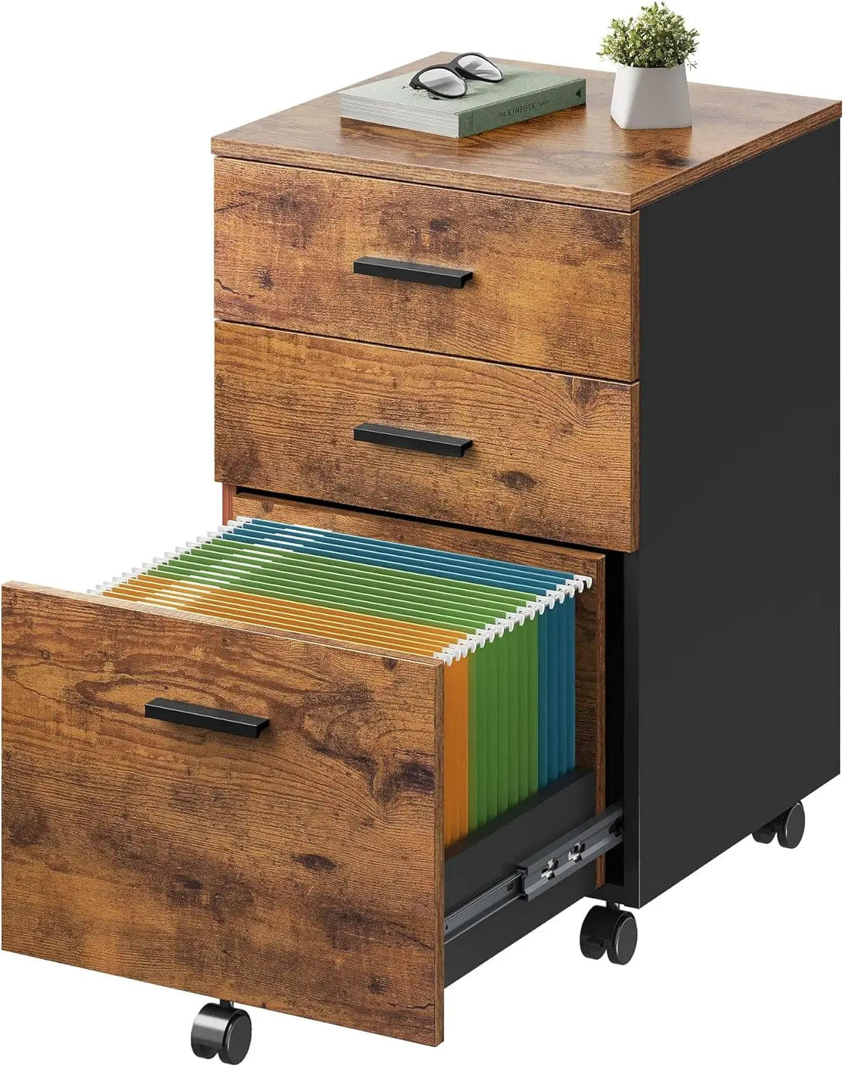 3-Drawer Wood File Cabinet