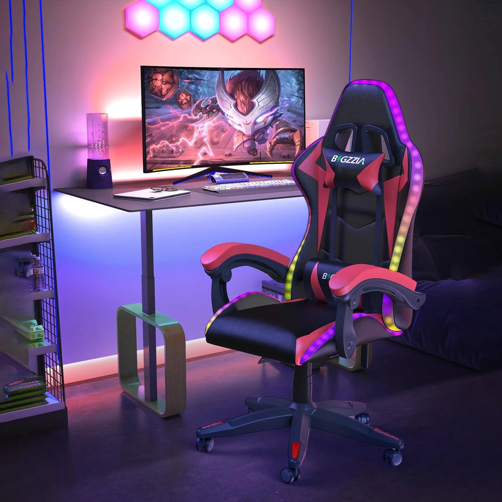 RGB Gaming Chair – LED Lights Ergonomic Recliner