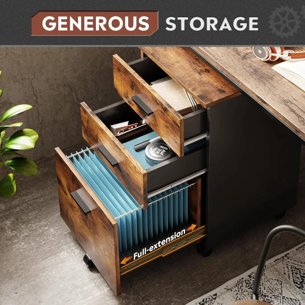 3-Drawer Wood File Cabinet