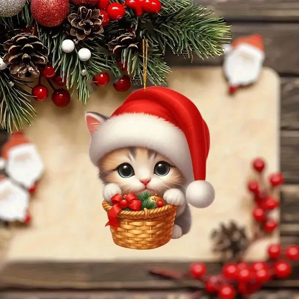 2D Acrylic Christmas Cat & Snowman Ornament