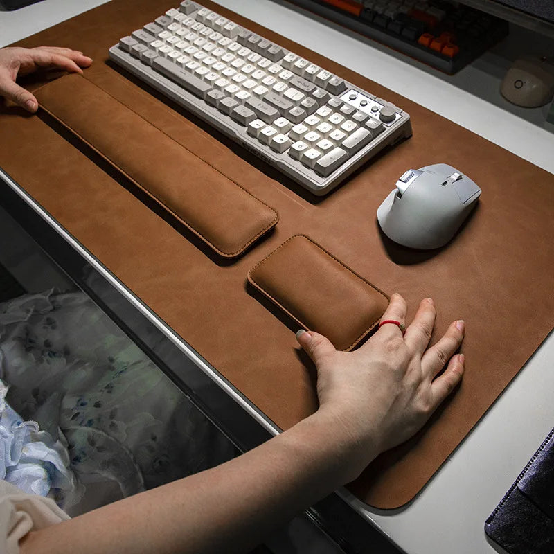 Large PU Leather Desk Pad Set with Mouse Wrist Guard