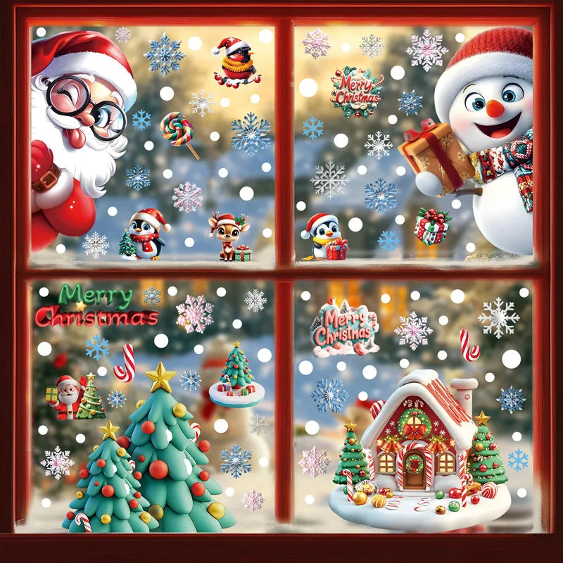 Christmas Snowflake & Santa Window Clings