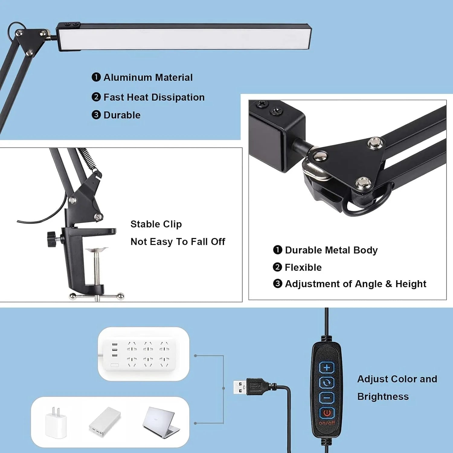 LED Clip-On Folding Desk Lamp