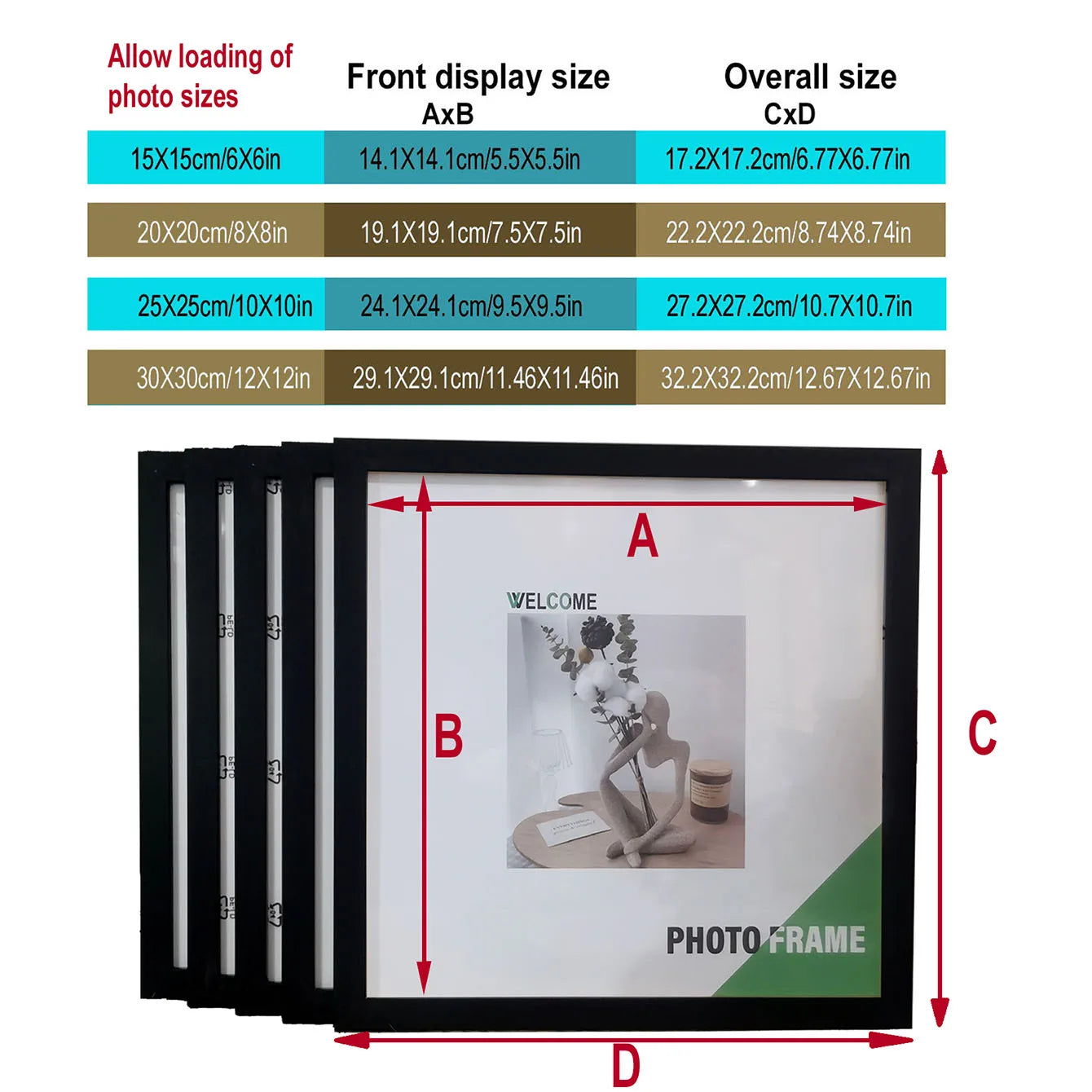 5PCS Square Wooden Photo Frame Set