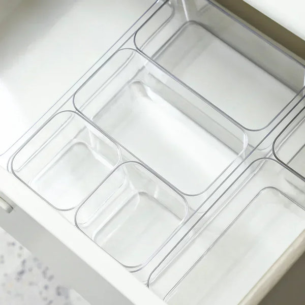 Clear Desk Organizer Box – Stackable Plastic Storage Drawer