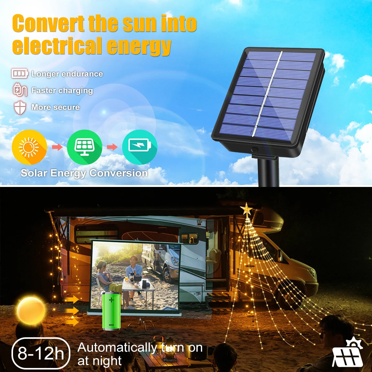Solar Star Waterfall Fairy Lights