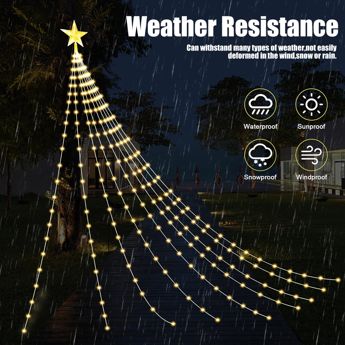 Solar Star Waterfall Fairy Lights