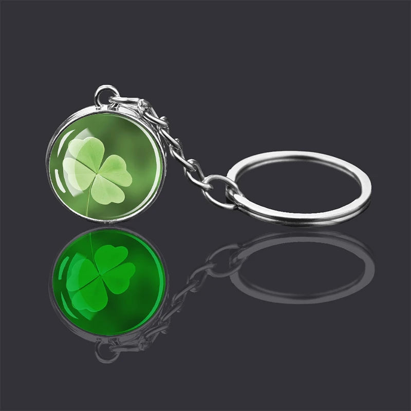 Glow-in-the-Dark Four-Leaf Clover Keychain
