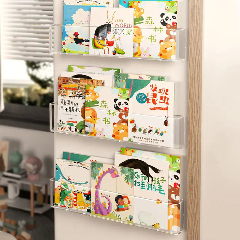 Acrylic Wall-Mount Kids Book Display Shelf