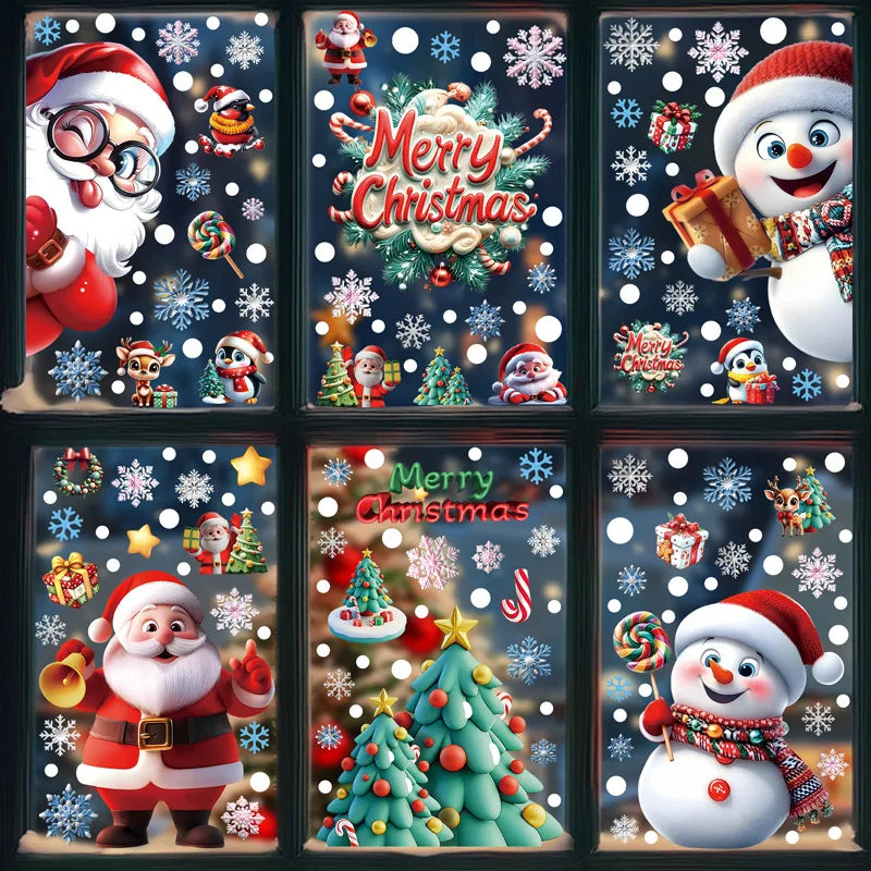 Christmas Snowflake & Santa Window Clings