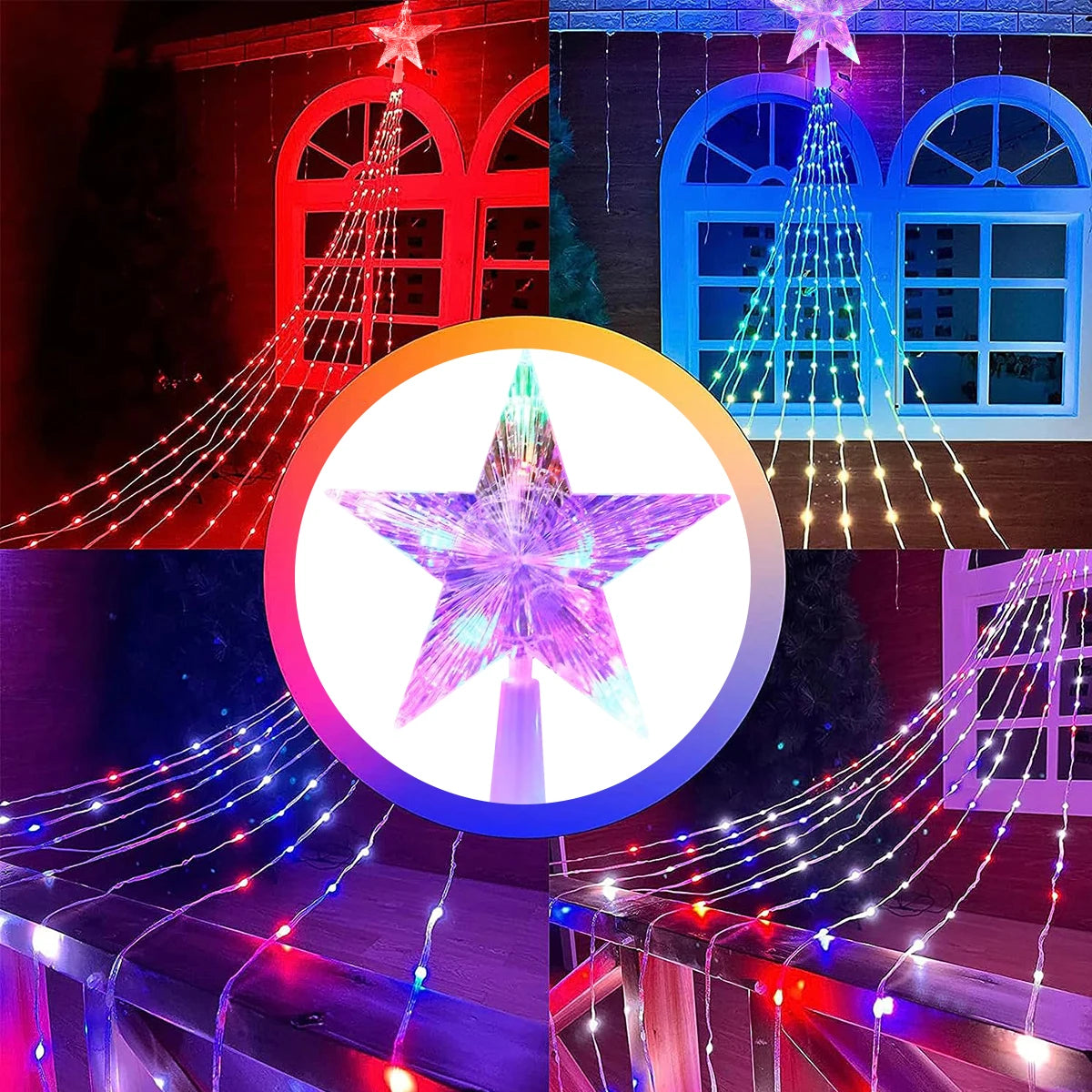 Solar Star Waterfall Fairy Lights