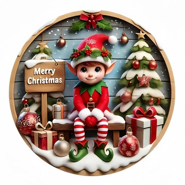 Charming Christmas Elf Wooden Sign