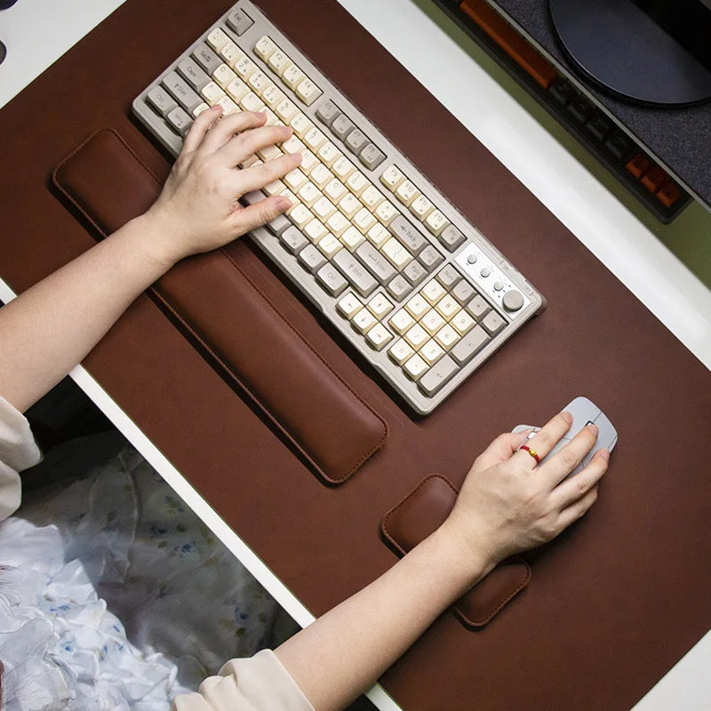 Large PU Leather Desk Pad Set with Mouse Wrist Guard