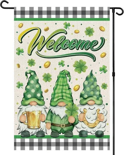St. Patrick's Day Gnome Garden Flag