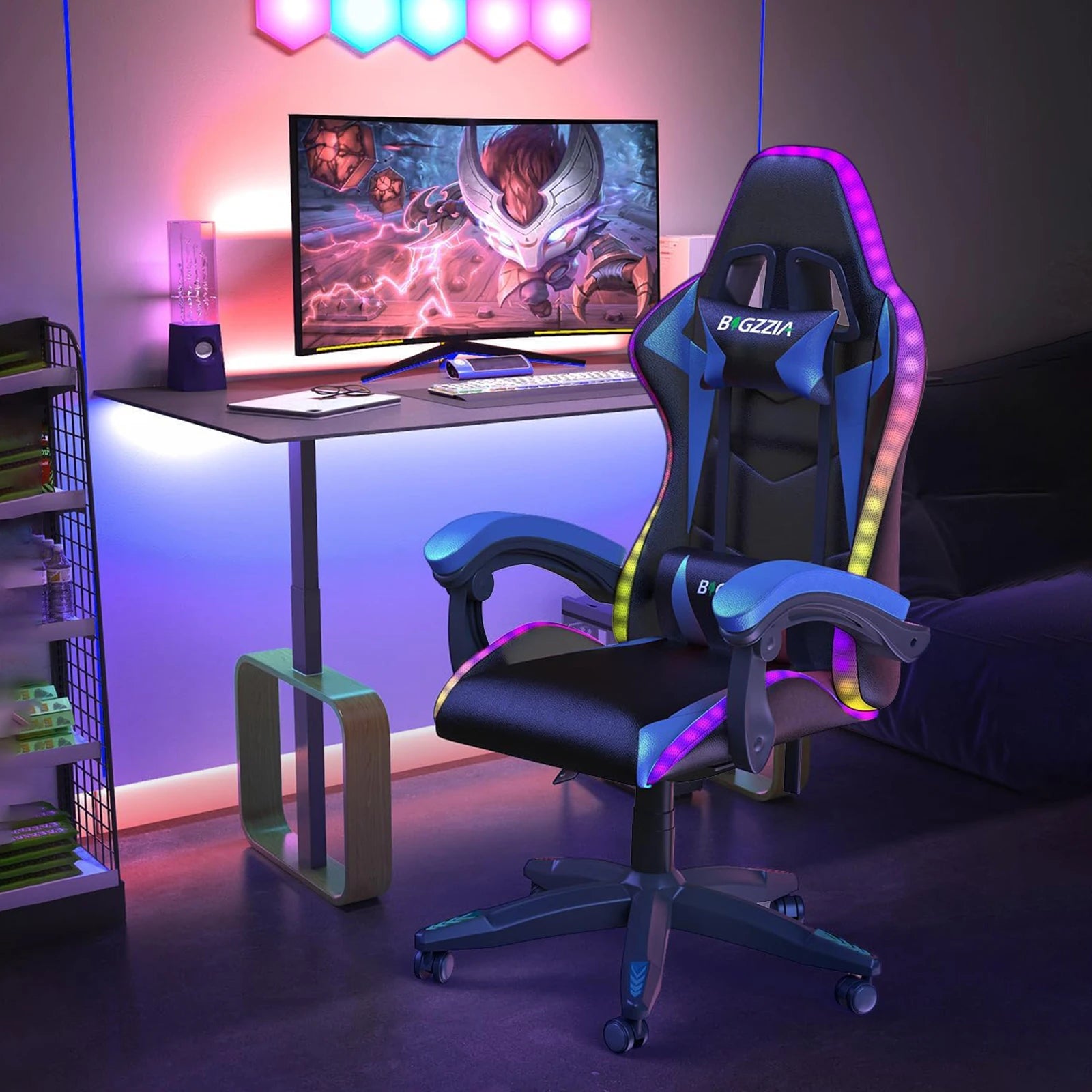 RGB Gaming Chair – LED Lights Ergonomic Recliner