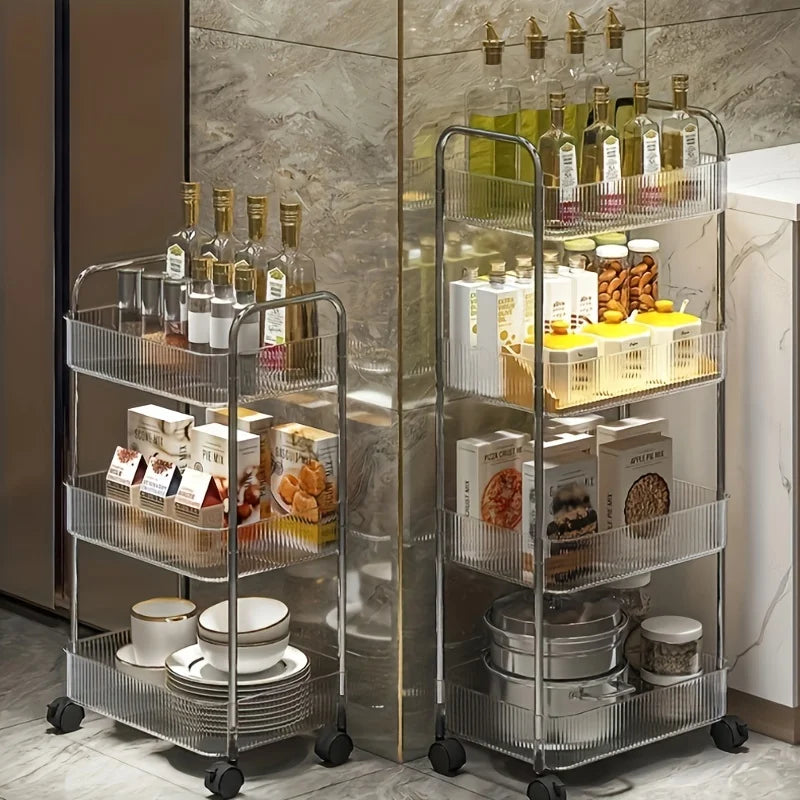 3-Tier Clear Storage Cart with Wheels