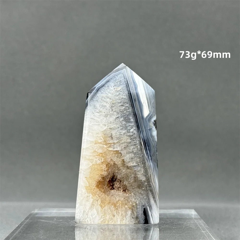 Black Agate Geode Obelisk Crystal