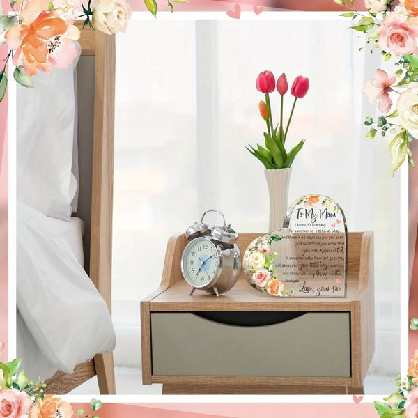 Mom Acrylic Heart Plaque
